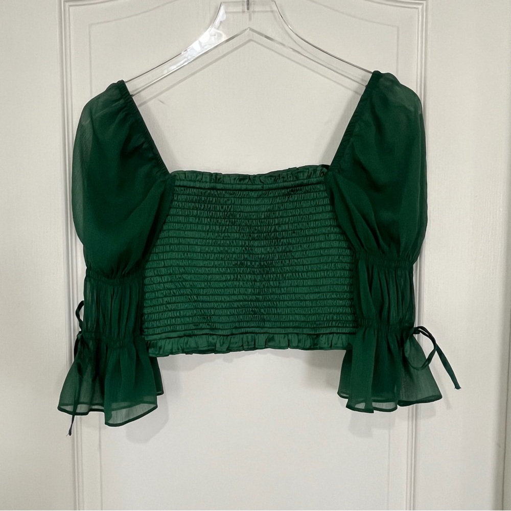 Urban Outfitters Emerald Green Diana Square Neck Top Small - Picture 7 of 10
